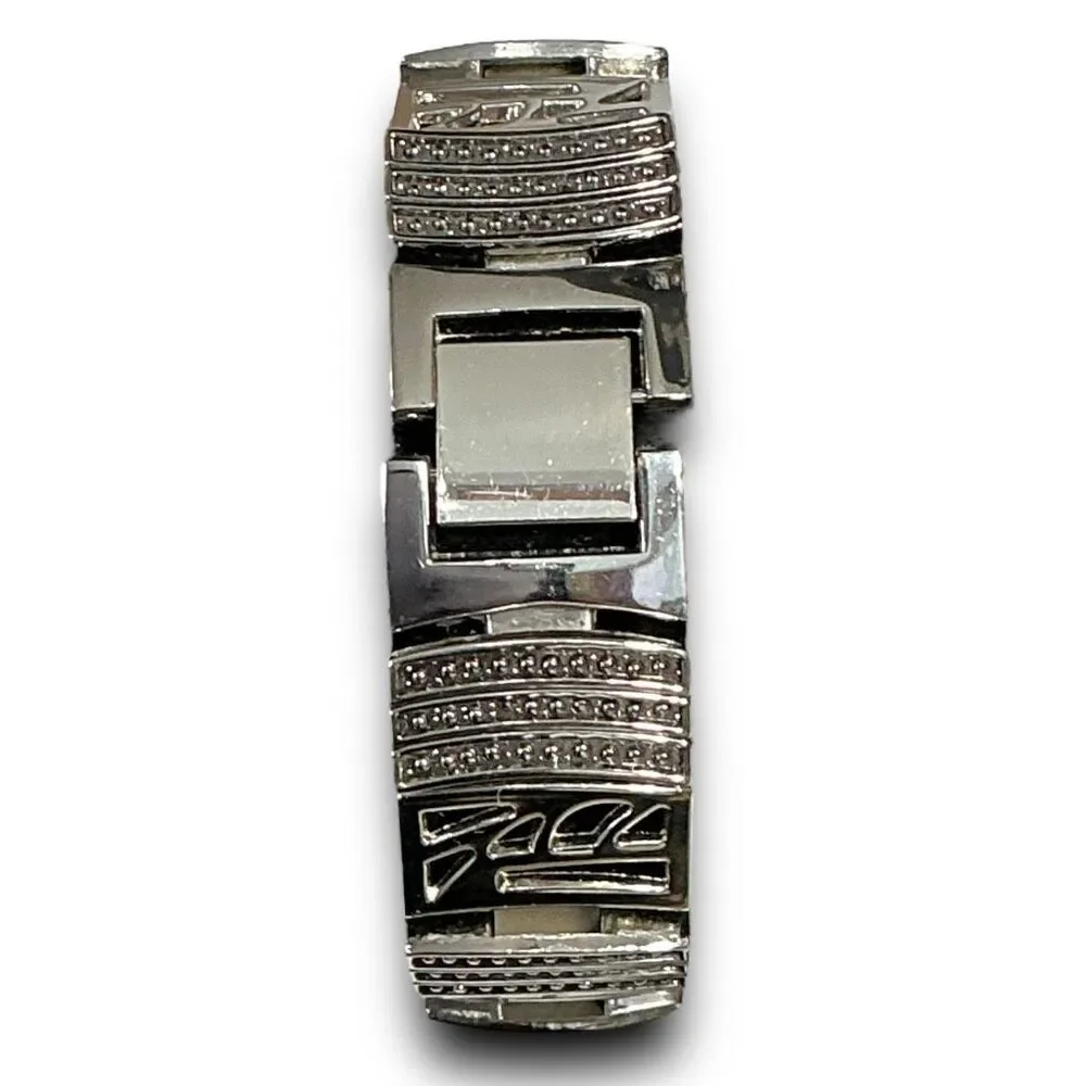 Geneva Y2K Vintage Platinum with Back & Crystal Rhinestones Tonneau Shaped Face